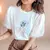 Imagem do Camisa de renda emendada Puff manga curta, doce camiseta tridimensional estampad