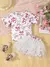 Bonito bebê menina saia conjunto arco impressão babados manga curta camiseta s - comprar online