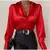 Blusa elegante de cetim para mulheres, manga comprida, cor sólida, camisa de se