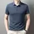 Camisa polo manga curta de seda gelo masculina, camiseta leve com lapela, top ex
