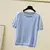 Imagem do Camiseta feminina de malha fina, tops de manga curta, roupas casuais, camiseta f