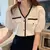 Imagem do Camisa chiffon elegante para mulheres, blusa de manga curta, gola V, manga puff,