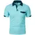 Camiseta de manga curta masculina, polo de cor sólida com bolsos, passeio, solt