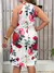 Vestido feminino com estampa floral, vestido casual com gola alta, sem mangas pa - loja online