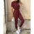 Macacão feminino com cinto monocromático, calças casuais, gola flip, fivela,