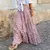 Cintura alta Vintage estampado A feminino babados saia longa, saias casuais de v