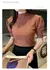 Coreano blusa de manga puff de malha para as mulheres, magro regata, camisa casu