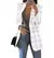 Casaco xadrez de gola slim fit feminino, cardigan, moda, outono, inverno, 2023 - loja online