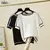 Imagem do Camiseta feminina de malha fina, tops de manga curta, roupas casuais, camiseta f