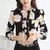 Imagem do Blusa feminina de chiffon de manga comprida, tops com decote em V, camisa slim f