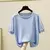 Camiseta feminina de malha fina, tops de manga curta, roupas casuais, camiseta f - loja online