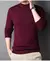 Suéter de malha com gola redonda masculina, meia gola alta, cor sólida básica
