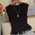 Colete feminino de malha de seda gelo, regata de ginástica, gola redonda, camis