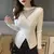Camisola de malha com decote v interior feminino, camisola baixa, blusa casual, - comprar online