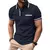 Polo de manga curta de botão masculino, cor sólida, lapela, leve, virada para