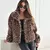 Elegante e personalizado novo outono e inverno leopardo impressão lapela jaquet na internet