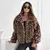 Elegante e personalizado novo outono e inverno leopardo impressão lapela jaquet - comprar online
