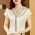 Blusa casual solta de cetim feminina, camisa de manga curta, moda sólida, borla - comprar online