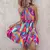 Vestido Halter estampado feminino, Babados, Linha A, Plissado, Casual, Curto, El - Irislandia Variedades