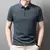 Camisa polo manga curta de seda gelo masculina, camiseta leve com lapela, top ex