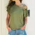 Imagem do Camiseta irregular de manga curta feminina, casual, ombro oblíquo, tops cruzado