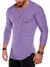 Suéter masculino de malha com base fina e bainha curvada, gola redonda, ajuste