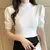 Coreano blusa de manga puff de malha para as mulheres, magro regata, camisa casu - Irislandia Variedades