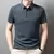 Imagem do Camisa polo manga curta de seda gelo masculina, camiseta leve com lapela, top ex