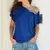 Camiseta irregular de manga curta feminina, casual, ombro oblíquo, tops cruzado - comprar online