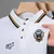 Camisa polo de manga curta bordada casual masculina, blusa de cor sólida, moda na internet