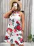 Vestido feminino com estampa floral, vestido casual com gola alta, sem mangas pa