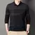 Novo masculino camisa polo de manga longa lapela listra camisa polo de negócios na internet
