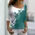 Elegante Camiseta com estampa de flores, Manga Comprida, Gola Inclinada, Casual, - comprar online
