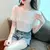 Tops de flores femininos, camisetas de manga curta, roupas casuais com gola redo - comprar online