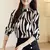 Blusa chiffon listrada para mulheres, camisa manga longa, roupas de escritório, - loja online