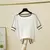 Camiseta feminina de malha fina, tops de manga curta, roupas casuais, camiseta f - loja online