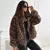 Elegante e personalizado novo outono e inverno leopardo impressão lapela jaquet - Irislandia Variedades