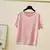 Imagem do Camiseta feminina de malha fina, tops de manga curta, roupas casuais, camiseta f