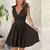 Elegante vestido preto bandagem de arco feminino, decote em v, sem mangas, sexy - loja online