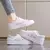 Novos sapatos brancos femininos moda confortáveis apartamentos rendas até sapa - comprar online