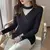 Camisola de malha com decote v interior feminino, camisola baixa, blusa casual,