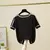 Camiseta feminina de malha fina, tops de manga curta, roupas casuais, camiseta f - loja online