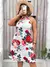 Vestido feminino com estampa floral, vestido casual com gola alta, sem mangas pa - Irislandia Variedades