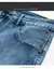 Shorts jeans stretch masculino, jeans curto e reto, azul escuro, design de moda,