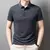 Camisa polo manga curta de seda gelo masculina, camiseta leve com lapela, top ex - Irislandia Variedades