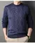 Pulôver masculino com gola redonda, underlay de malha com grau de diamante, blu - loja online