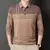 Novo masculino camisa polo de manga longa lapela listra camisa polo de negócios na internet