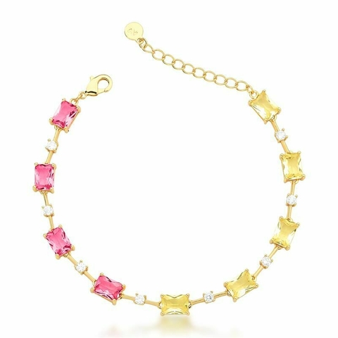 Pulseira Cristais Rosa e Amarelo - comprar online
