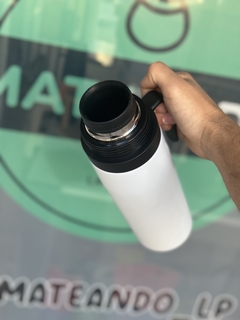 Termo media manija de acero blanco - tienda online