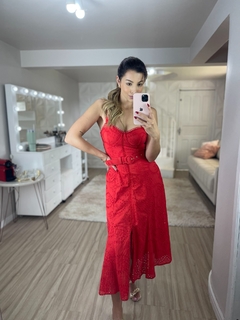 Vestido Midi Laise vermelho na internet